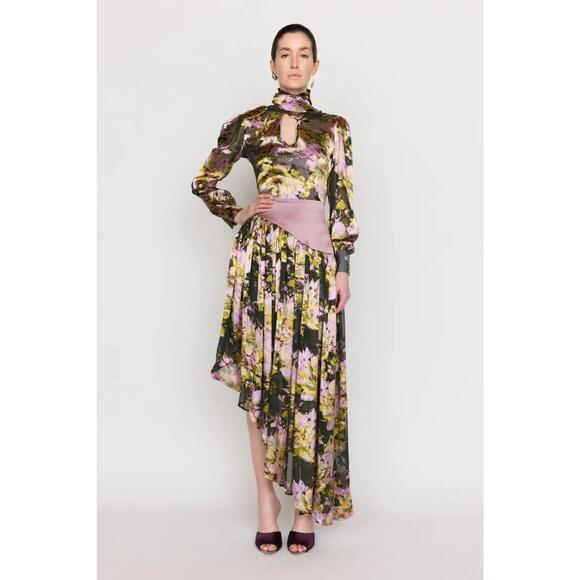 Christy Lynn Nikiya Midnight Garden Silk Dress $875 NWT Size 0 75% Off! #957